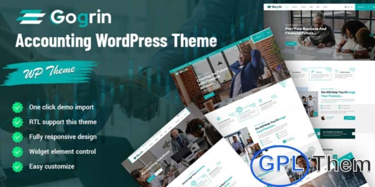 Gogrin – Accounting & Finance WordPress Theme Gogrin is a modern and fully responsive WordPress theme designed for accounting, finance, bookkeeping, and invoicing websites. Its clean and professional layout ensures your website looks stunning on all devices, from desktops to smartphones.
