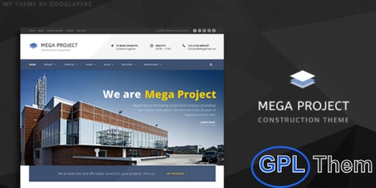Mega Project – Construction WordPress Theme Mega Project is a clean, responsive WordPress theme designed specifically for construction companies, building services, architecture firms, engineering websites, construction hubs, and construction stores.