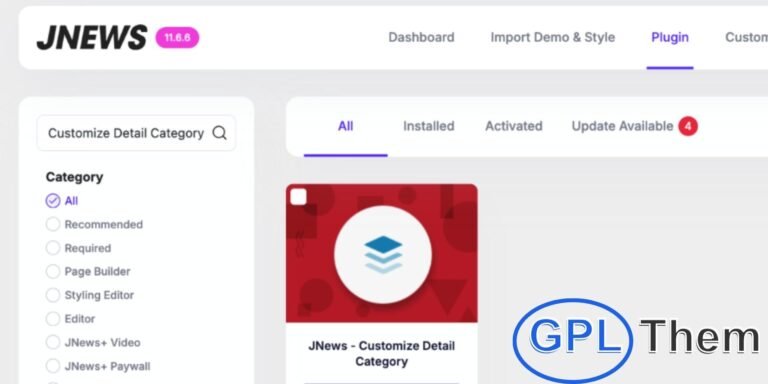 JNews – Customize Detail Category for Unique Layouts The JNews Customize Detail Category feature allows you to create unique designs for each category on your website. Choose from different header hero styles, content layouts, and sidebar positions (left, right, or no sidebar) to match your vision.
