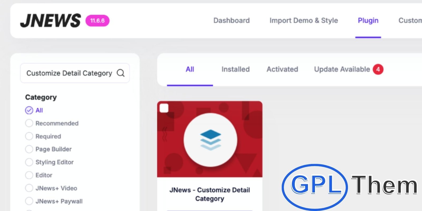 JNews – Customize Detail Category JNews – Customize Detail Category for Unique Layouts The JNews Customize Detail Category feature allows you to create unique designs for each category on your website. Choose from different header hero styles, content layouts, and sidebar positions (left, right, or no sidebar) to match your vision.