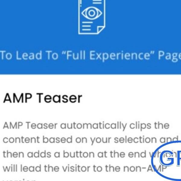 AMP Teaser – Content Clipping & Redirect Button for AMP Pages AMP Teaser is a useful plugin that automatically clips your content on AMP pages based on your selected settings. It adds a customizable button at the end of the teaser, guiding visitors to the full, non-AMP version of your content.
