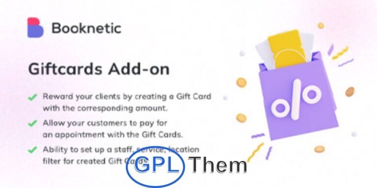 Booknetic – Giftcards Addon for Appointment Booking The Booknetic Giftcards Addon lets you create and offer gift cards to your customers easily. Each gift card corresponds to a specific monetary value that customers can use to pay for appointments through Booknetic.