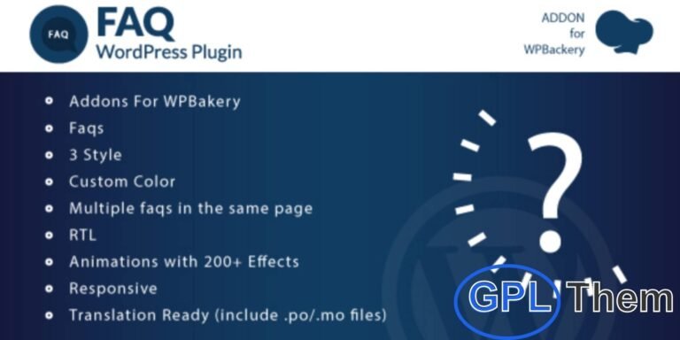 FAQ Addons for WPBakery Page Builder – WordPress Plugin FAQ Addons for WPBakery Page Builder lets you easily create, manage, and display Frequently Asked Questions on your WordPress site. Perfect for improving user experience, this plugin helps you provide clear and organized information to your visitors.