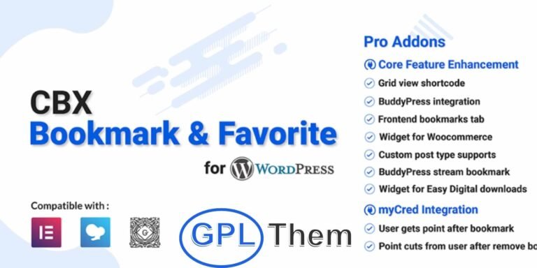 CBX Bookmark & Favorite Pro – WordPress Plugin CBX Bookmark & Favorite Pro is an innovative WordPress plugin that allows logged-in users to create both public and private bookmarks. Inspired by YouTube’s playlist system, it features global categories, single-click fast bookmarks, and more.