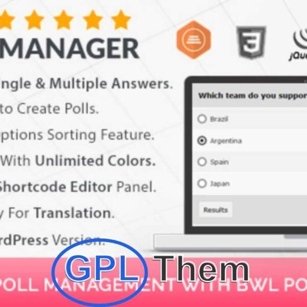 BWL Poll Manager – Custom Poll System for WordPress BWL Poll Manager is a powerful WordPress plugin that enables you to create a fully customized poll system for your website. Build unlimited polls with multiple options and manage them effortlessly. Using simple shortcodes, you can display polls anywhere — on pages, posts, or custom post types.