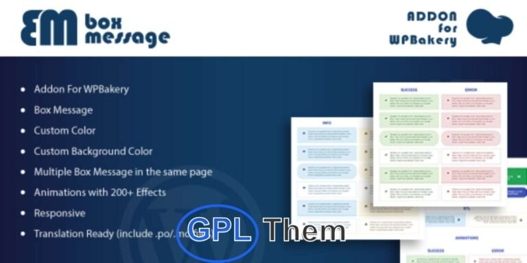 Box Message – Addon for WPBakery Page Builder Box Message for WPBakery Page Builder is a simple yet powerful WordPress addon that allows you to add stylish and attention-grabbing message boxes to your site in just one click. Designed for seamless integration with WPBakery, this plugin helps you highlight important information, announcements, or promotions with ease.