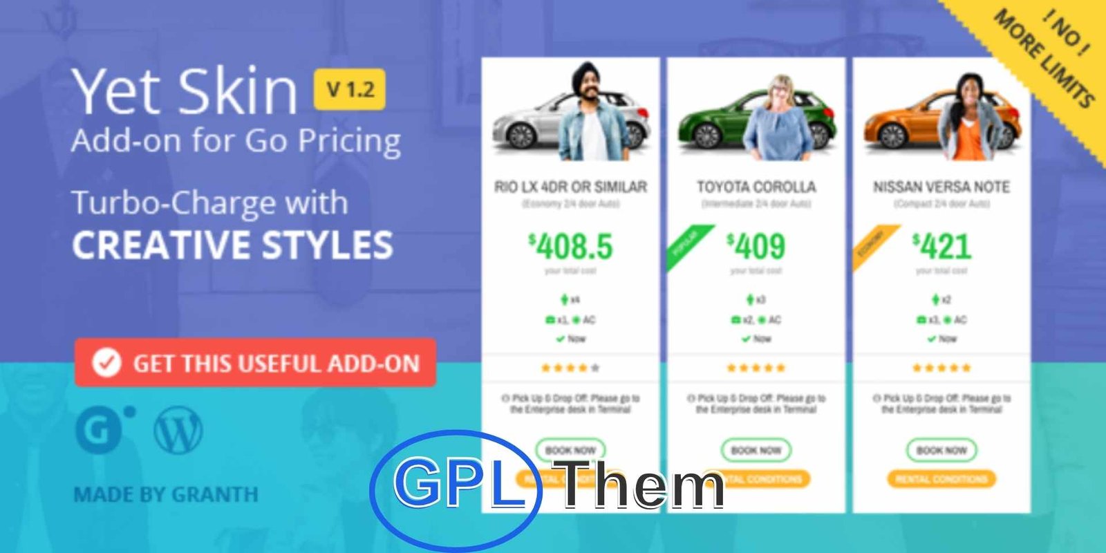 Yet Skin – Add-on for Go Pricing Yet Skin – Add-on for Go Pricing Yet Skin is a premium design add-on for the popular Go Pricing WordPress plugin, giving you the power to create fully customized and visually stunning pricing tables. Built to match your unique style and theme, it retains Go Pricing’s flexible table structures while offering complete creative freedom—no coding required.