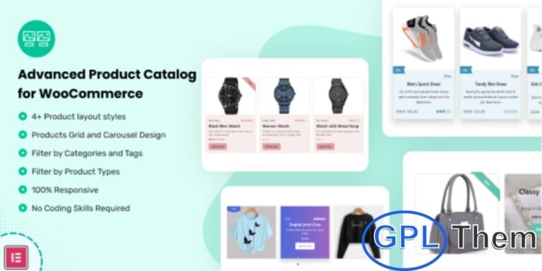 Advanced Product Catalog for WooCommerce – WordPress Plugin Advanced Product Catalog for WooCommerce is a premium plugin designed to showcase your products with stunning grid and carousel layouts. Perfect for any eCommerce store, it allows you to create attractive and engaging product collections effortlessly.