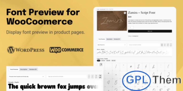 TW Font Preview for WooCommerce Enhance your WooCommerce store with TW Font Preview, a plugin that allows you to showcase engaging font previews directly on your product pages. Give your customers a clear view of typography options and boost their shopping experience effortlessly.
