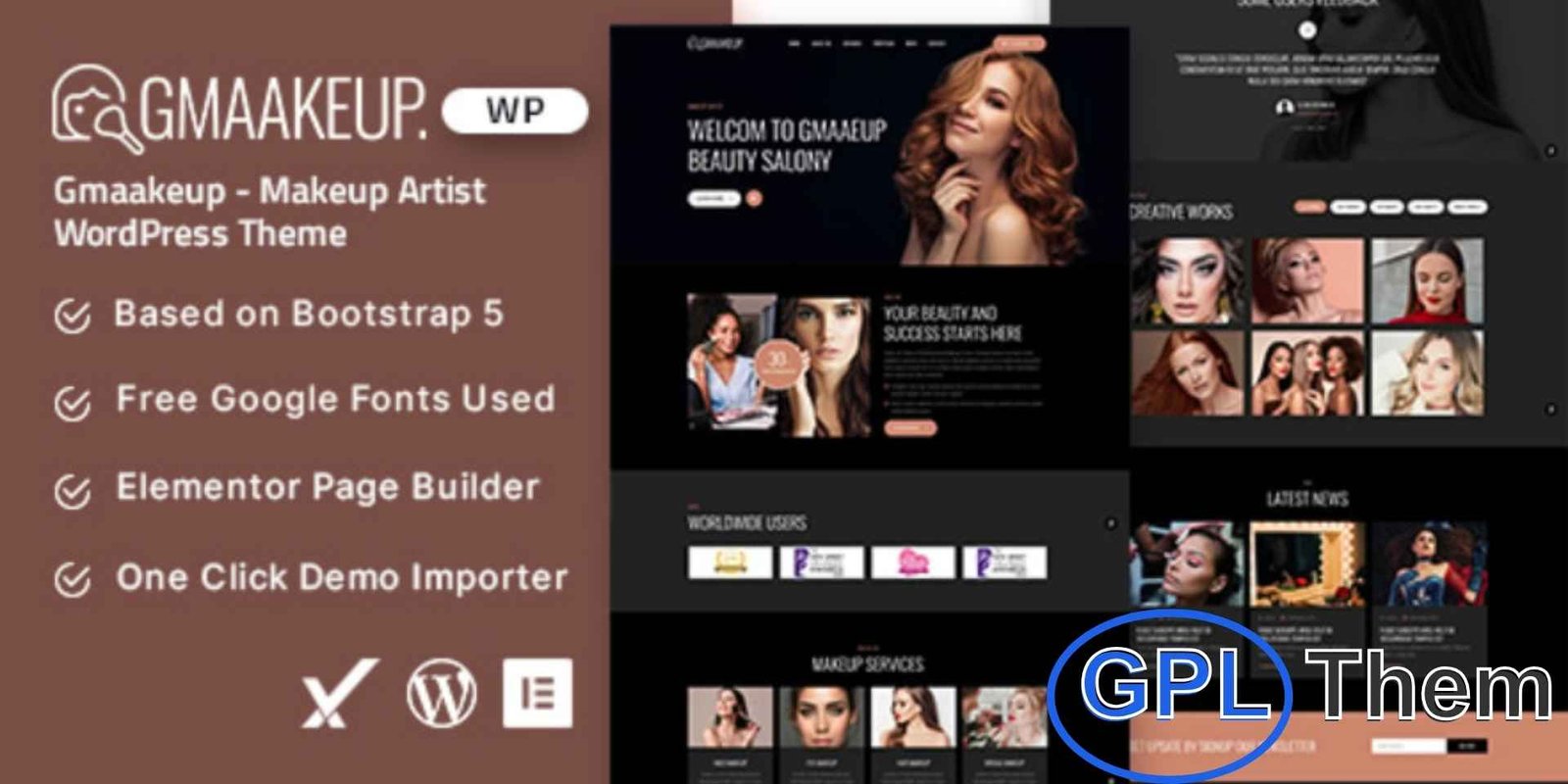 Gmaakeup – Makeup Artist WordPress Theme Gmaakeup – Makeup Artist & Beauty WordPress Theme Gmaakeup is a modern and elegant WordPress theme designed for makeup artists, beauty salons, hairdressers, lash studios, manicure services, and modeling agencies.