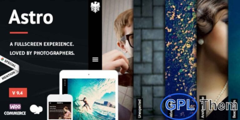 Astro – Photography & Creative WordPress Theme Astro is a modern WordPress theme designed for photographers, creatives, and visual artists. It offers extensive customization options, including the Visual Composer plugin for fast and easy page creation.