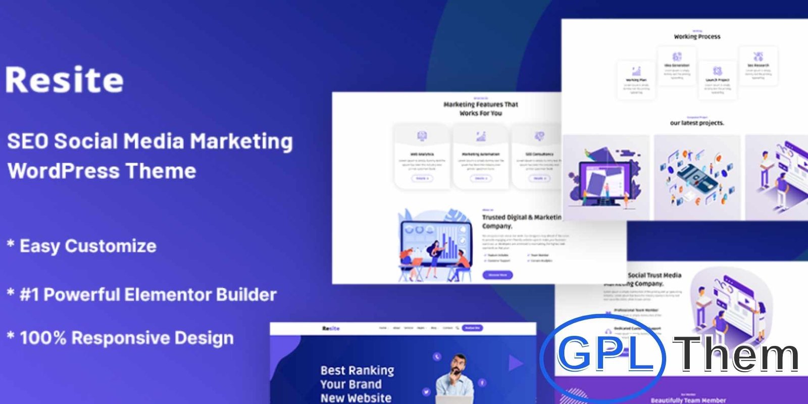 Resite – SEO Social Media Marketing WordPress Theme Resite – SEO & Social Media Marketing WordPress Theme Resite is a powerful and easy-to-use WordPress theme designed for SEO, digital marketing, and social media marketing agencies. With a clean, modern, and well-organized layout, Resite helps you showcase your services, campaigns, and projects professionally.