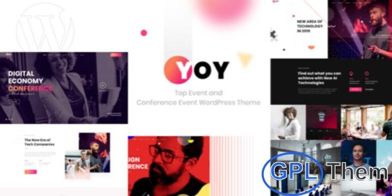 YOY – Event & Conference WordPress Theme YOY is a modern and stylish WordPress theme designed for conferences, seminars, workshops, and professional events. It comes with dedicated features like ticket booking, event venues, speaker profiles, session schedules, and sponsor showcases to help you build a complete event website.