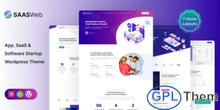 Saasweb – WordPress Theme for Apps & SaaS Products Saasweb is a powerful and highly customizable WordPress theme designed for SaaS companies, mobile apps, startups, and digital agencies. Built with the latest Bootstrap framework, it ensures a fully responsive and modern layout that works seamlessly across all devices.