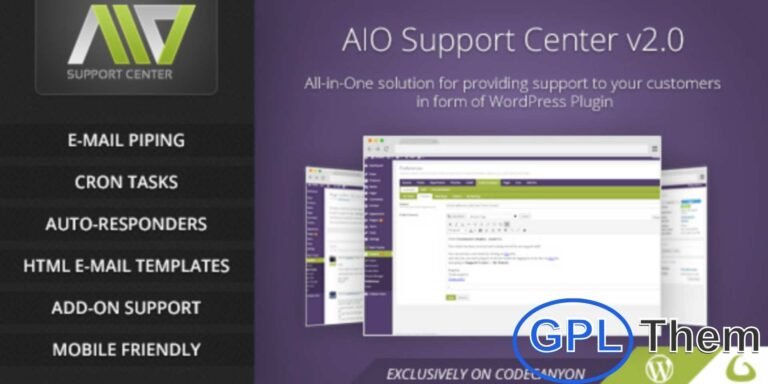 AIO Support Center – WordPress Ticketing System AIO Support Center is a powerful yet user-friendly WordPress ticketing system designed to streamline customer support. This plugin enables you to manage, track, and respond to support requests efficiently, ensuring a smooth communication flow between you and your customers.