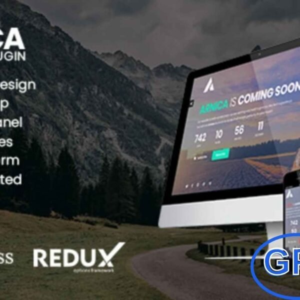 Arnica – Creative Coming Soon WordPress Plugin Arnica is a stylish and professional coming soon WordPress plugin built on the powerful Bootstrap framework. Perfect for businesses, creatives, and agencies, it comes with features like Ajax-powered MailChimp subscription forms, an integrated contact form, and Google Maps support.