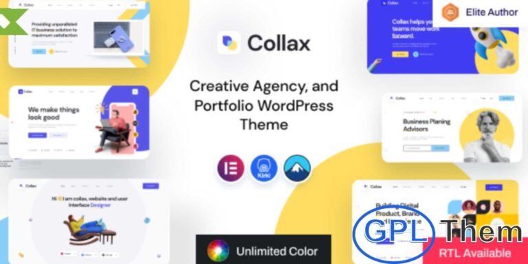 Collax – Creative Agency WordPress Theme Collax is a stylish and modern WordPress theme designed for creative agencies, startups, and professionals. It comes with 8 beautifully crafted pre-built homepage layouts and a variety of inner pages including services, portfolios, team, testimonials, and multiple blog styles.