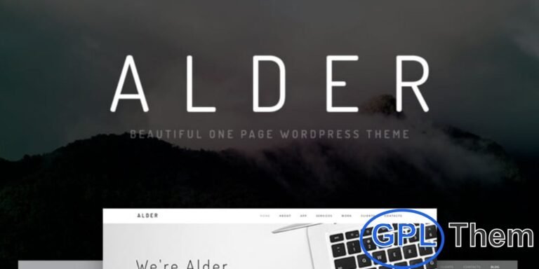 Alder – Modern One-Page WordPress Theme Alder is a sleek and modern one-page WordPress theme designed with a clean, minimal style and powerful features. Packed with premium plugins worth $138 (licenses not included), it offers endless customization possibilities to create a website that truly reflects your brand.