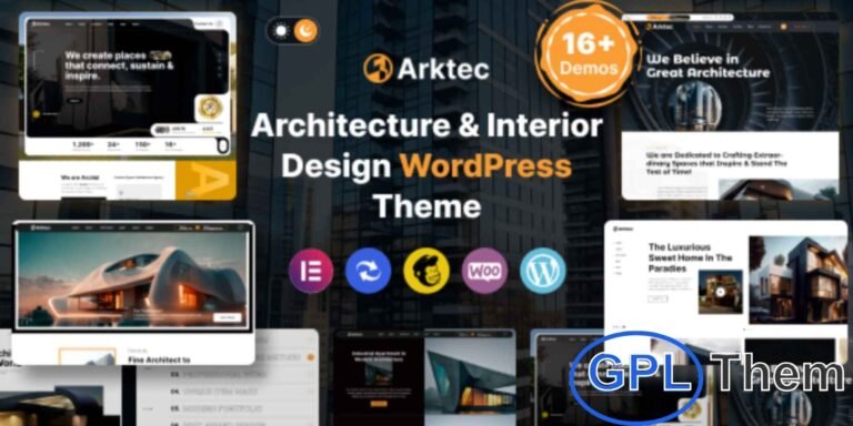 Arktec – Architecture & Interior Design WordPress Theme Arktec is a modern and elegant WordPress theme crafted specifically for architecture studios, interior designers, and design agencies. Featuring a clean, responsive layout and fully customizable options, Arktec allows you to showcase your portfolio, services, and projects with style.