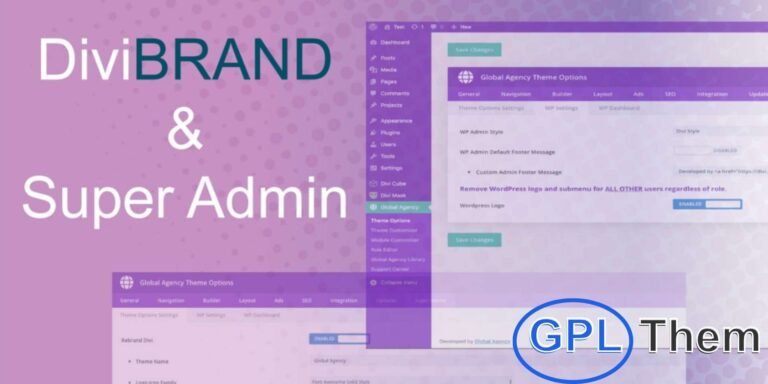 Divi Brand & Super Admin The Divi Brand & Super Admin plugin is designed for the Divi Theme and WordPress admin dashboard, giving web designers complete control to customize the backend experience. Effortlessly remove the default Divi branding and replace it with your own or your client’s brand for a professional, tailored touch.