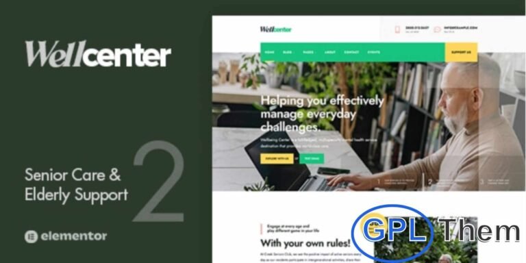 Wellcenter – Senior Care & Support WordPress Theme Wellcenter is a warm, elegant, and fully responsive WordPress theme crafted for senior care, elderly support, nursing homes, and donation-focused websites. Its user-friendly design makes it perfect for nonprofits, social agencies, fundraising campaigns, and community projects.