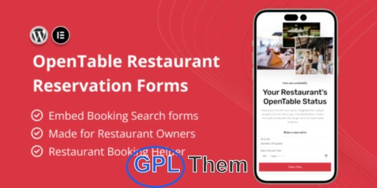 OpenTable – Restaurant Reservation Forms for Elementor Enhance your restaurant website with the OpenTable Reservation Forms for Elementor. This powerful plugin lets you create customizable and user-friendly reservation forms directly within the Elementor builder.