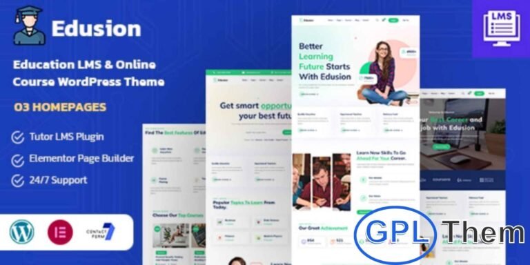 Edusion – Education LMS WordPress Theme Edusion is a modern and feature-rich WordPress theme built for schools, universities, training centers, and online learning platforms.