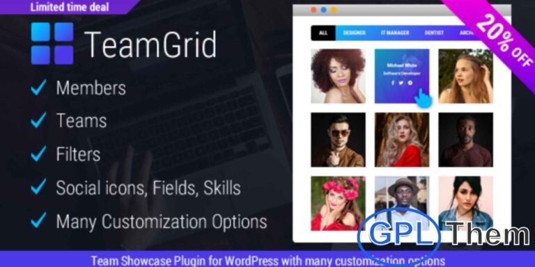 Team Grid – Team Member Showcase WordPress Plugin & Editor Team Grid is a highly customizable WordPress plugin designed to beautifully showcase your team members. With a wide range of display and styling options, you can easily present your team profiles in a visually appealing and professional layout.