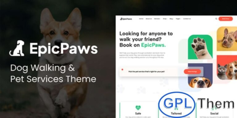 EpicPaws – Dog Walking & Pet Services WordPress Theme EpicPaws is a professional WordPress theme designed for dog walking, pet sitting, and pet care businesses. With its clean and modern layout, it’s the perfect solution for showcasing your services, pricing, and testimonials in a user-friendly way.