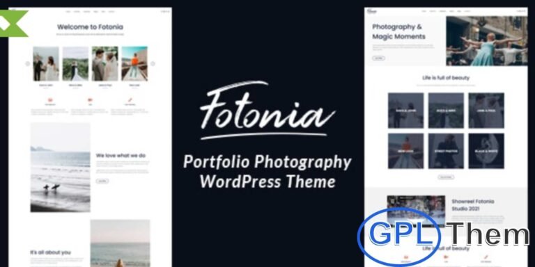 Fotonia – Portfolio Photography WordPress Theme Fotonia is a stylish and responsive WordPress photography theme designed for photographers, designers, artists, and illustrators. With its clean and modern layout, this theme provides a creative way to showcase your portfolio, highlight projects, and impress clients.