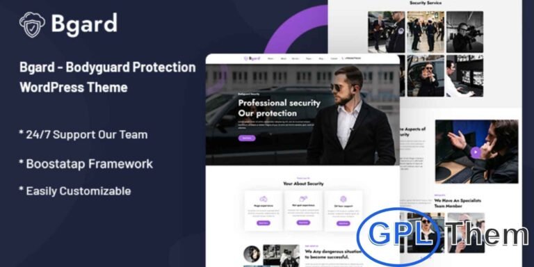 Bgard – Bodyguard & Protection Services WordPress Theme Bgard is a premium WordPress theme designed for bodyguard, security, and protection service websites. With a fully responsive layout, it ensures your site looks great on desktops, tablets, and mobile devices.