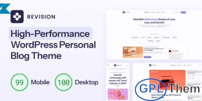 Revision – Optimized Personal Blog WordPress Theme Revision is a clean, modern, and fully optimized WordPress theme designed for personal bloggers. With its responsive layout and fast performance, it offers a seamless reading experience across all devices.