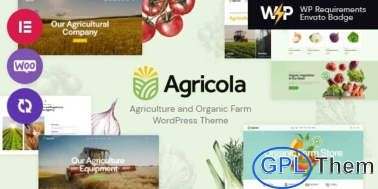 Agricole – Agriculture & Organic Food WordPress Theme Agricole is a modern WordPress theme designed for agricultural businesses, organic farms, healthy food blogs, and organic product shops. With its clean and professional design, it provides the perfect platform to showcase your farm, products, and services online.