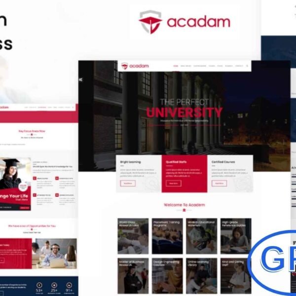 Acadam – University & Education WordPress Theme Acadam is a premium WordPress theme designed for universities, colleges, schools, and online education platforms. With a clean, professional, and user-friendly design, it helps educational institutions showcase their programs, faculty, and achievements effectively.