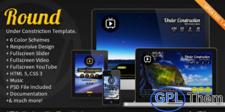 Round – Responsive Fullscreen Coming Soon & Under Construction WordPress Theme Round is a clean, minimalist, and fully responsive WordPress theme designed for coming soon, under construction, or maintenance pages. Featuring a fullscreen layout, it ensures your site looks modern and professional while you prepare your full website.