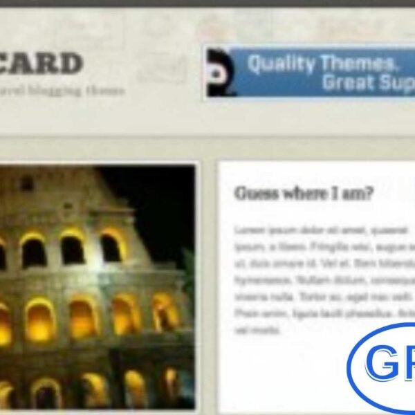 Postcard – Premium Travel & Blogging WordPress Theme by WooThemes Postcard is a premium WordPress theme designed for travel bloggers and adventurers who want to share their journeys online. Perfect for travel diaries, photo blogs, and experience sharing, it allows you to map your trips and keep in touch with friends and family while on the road.