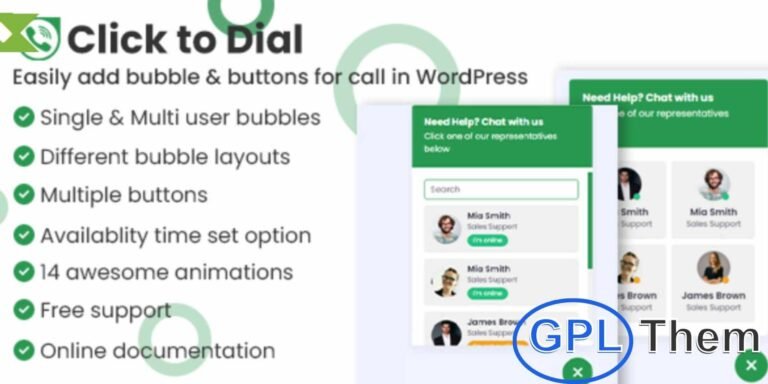 Click to Dial – Direct Call WordPress Plugin Click to Dial is a simple yet powerful WordPress plugin that allows your website visitors to call you directly in just three clicks. Perfect for businesses and consultants, this plugin makes it easy for potential clients to reach you instantly, boosting engagement and improving customer conversions.