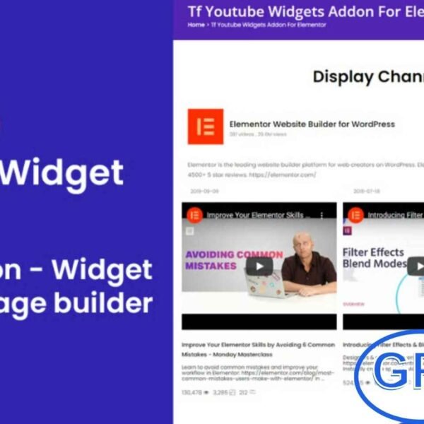 YouTube Widgets Addon for Elementor – Upload & Showcase YouTube Videos with Ease YouTube Widgets is a powerful Elementor addon that lets you upload videos to YouTube directly from your WordPress website and seamlessly embed YouTube videos, playlists, or channels.