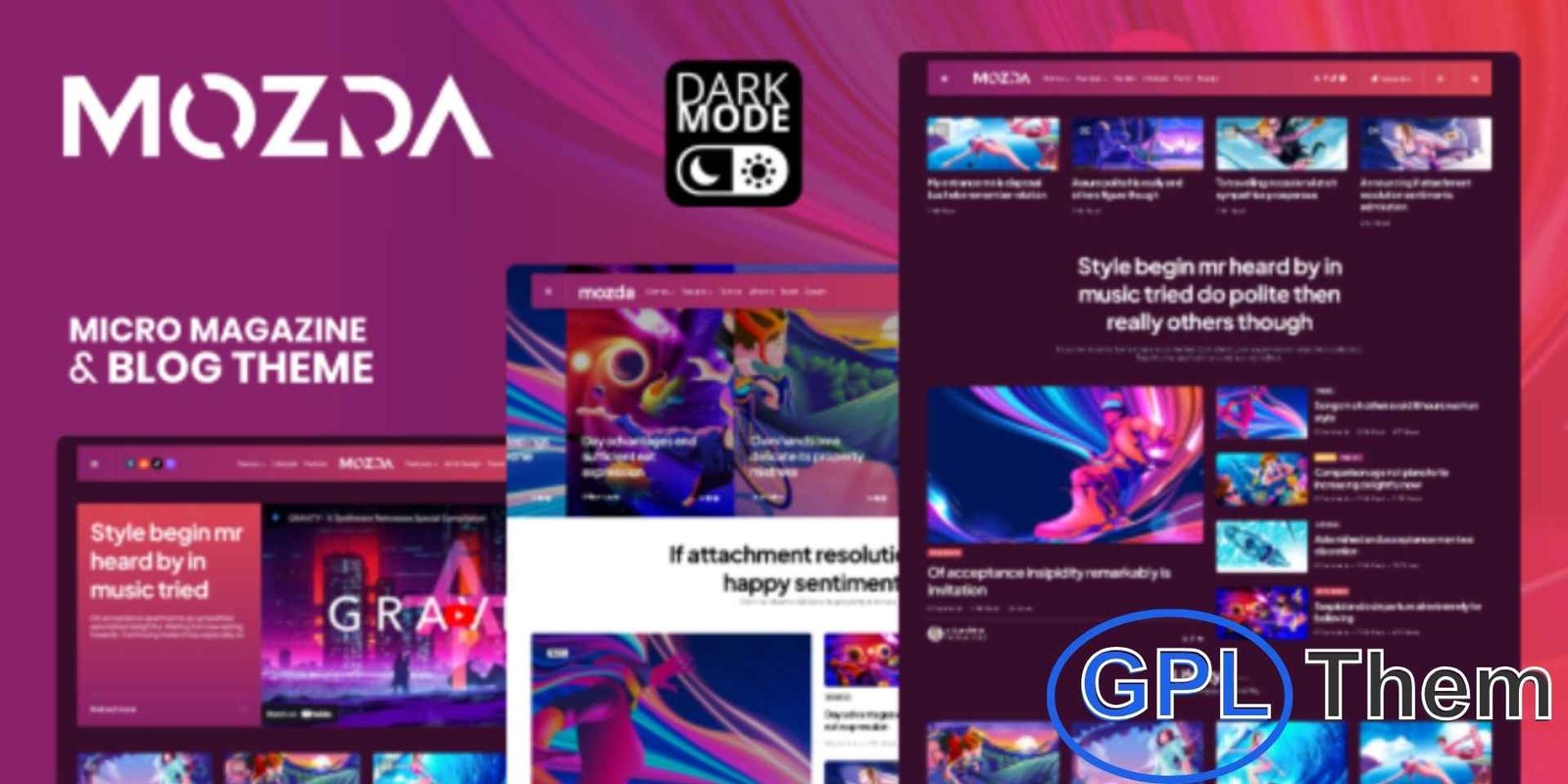 Mozda – Micro Magazine & Blog Theme with Dark Mode Mozda – Micro Magazine & Blog WordPress Theme with Dark Mode Mozda is a sleek and modern WordPress theme designed for micro magazines, personal blogs, and content-rich websites. Featuring a fully responsive design, it looks perfect on desktops, tablets, and mobile devices.