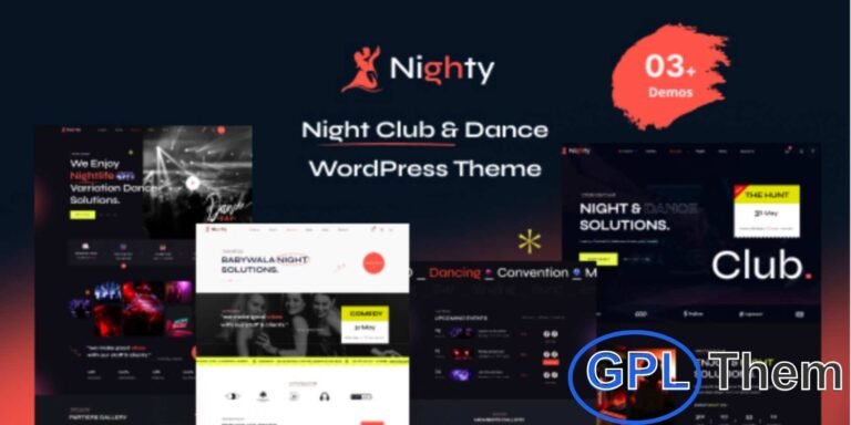 Nighty – Night Club & Bar WordPress Theme Nighty is a vibrant and dynamic WordPress theme created for nightclubs, bars, concerts, festivals, and music events. With its modern and festive design, it helps you build an engaging online presence for nightlife entertainment.