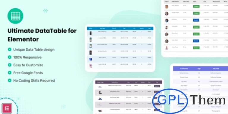Datalentor – Advanced DataTable for Elementor Datalentor is a powerful Elementor plugin that lets you create stunning and responsive data tables without any coding skills. Featuring a versatile collection of multipurpose data table designs, it’s perfect for a wide range of websites, from small blogs to large eCommerce projects.