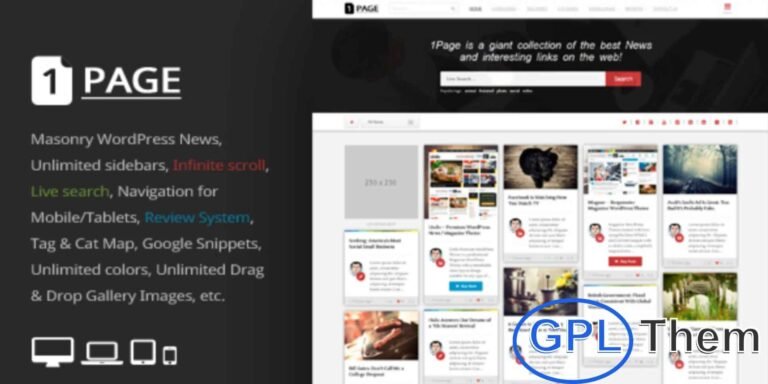 Page – Masonry WordPress News & Magazine Theme Page is a premium Masonry WordPress Theme designed for news, blogs, and magazine-style websites. With its clean and modern layout, it offers a professional design that works seamlessly across all devices.