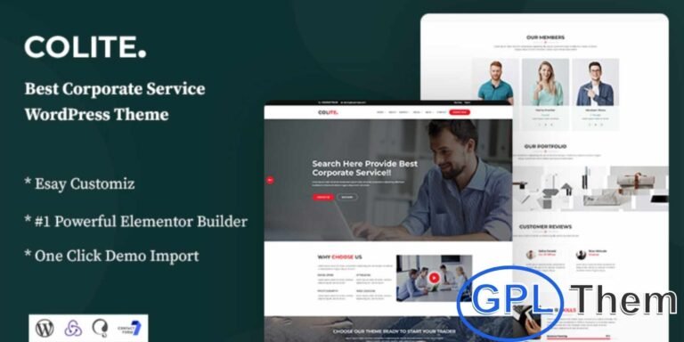 Colite – Corporate Service WordPress Theme Colite is a modern WordPress theme designed for corporate businesses, finance services, and professional agencies. With a clean and responsive design, Colite allows you to showcase your services, team, projects, and company achievements effectively.