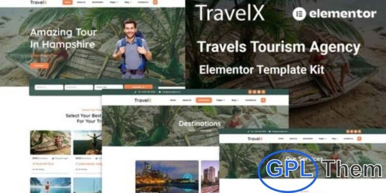 TravelX – Travel & Tourism Agency Elementor Template Kit TravelX is a modern and fully responsive Elementor Template Kit designed for travel agencies, tour operators, and tourism businesses.