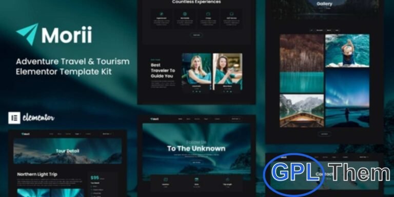 Morii – Adventure Travel & Tourism Elementor Template Kit Morii is a modern and fully responsive Elementor Template Kit designed for adventure travel agencies, tour operators, and tourism services. With its clean and professional design, Morii makes it easy to showcase travel packages, accommodations, and exciting destinations.