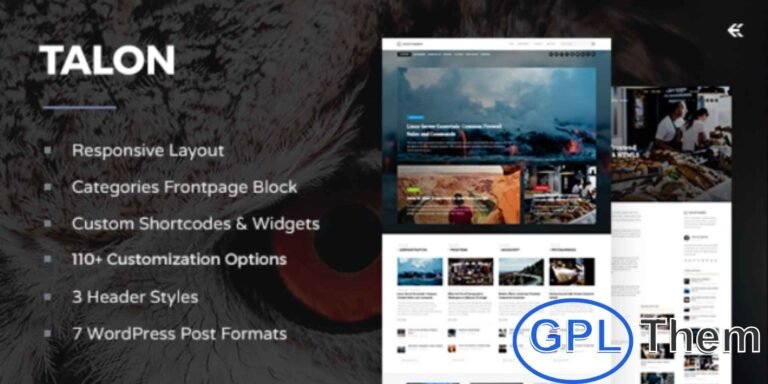 Talon – Responsive WordPress Theme Talon is a modern and responsive WordPress theme designed to deliver a seamless browsing experience across all devices. Whether your visitors access your website from a desktop, tablet, or smartphone, Talon ensures perfect performance and elegant design.