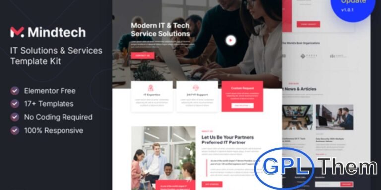 Mindtech – IT Solutions & Services Company Elementor Template Kit Mindtech is a sleek Elementor Template Kit crafted for IT solution providers, technology companies, startups, SaaS businesses, software firms, and web agencies.