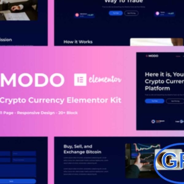MODO – Cryptocurrency Elementor Template Kit MODO is a modern Elementor Template Kit built for cryptocurrency trading platforms, blockchain projects, and digital currency businesses. Designed with a clean and professional layout, it is ideal for Bitcoin, crypto exchanges, ICO agencies, fintech startups, and marketing firms.