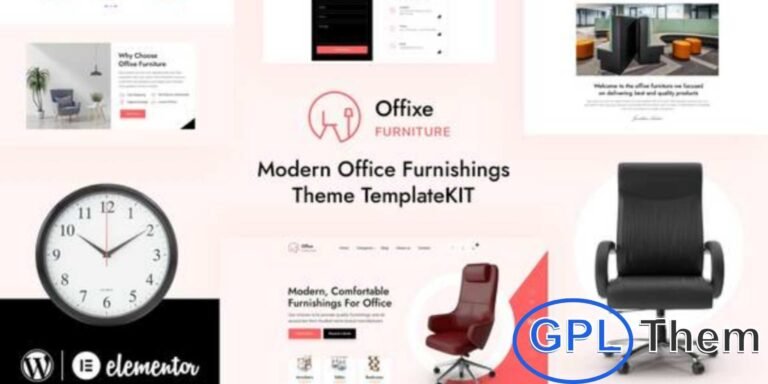 Offixe – Furniture Elementor Template Kit Offixe is a modern and elegant Elementor Template Kit designed for office furniture, interior design, and furnishing businesses. Perfect for companies offering stylish office solutions, innovative designs, or architectural services, it provides a professional and visually appealing platform.