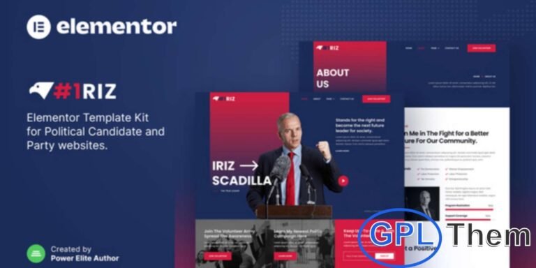 Iriz – Political Candidate & Party Elementor Template Kit Iriz is a modern Elementor Template Kit crafted for political candidates, parties, and campaign websites. Ideal for showcasing political events, elections, campaign programs, and leadership profiles, this kit delivers a sleek and professional design.